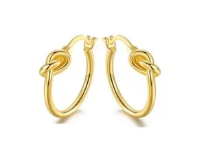 Authentic Seal of Endless Bond: 18K Gold Plated Knot Hoop Earrings