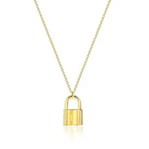 Authentic MOMOL Initial Lock Necklace for Women, 18K Gold Plated Stainless steel Padloc...