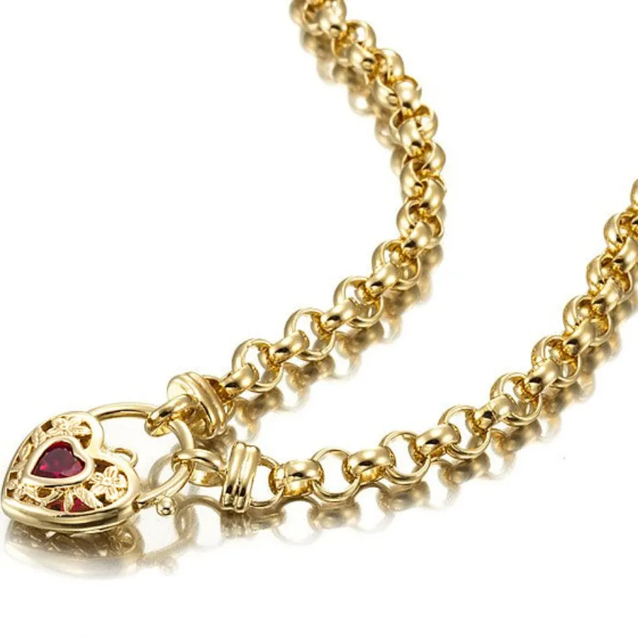 Authentic 18ct Heavy Yellow Gold Plated 6mm Belcher Chain Necklace with a Filigree Lock...