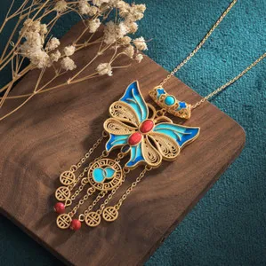 Authentic Whispers of Elysium: Butterfly of Eternity Enamel Pendant