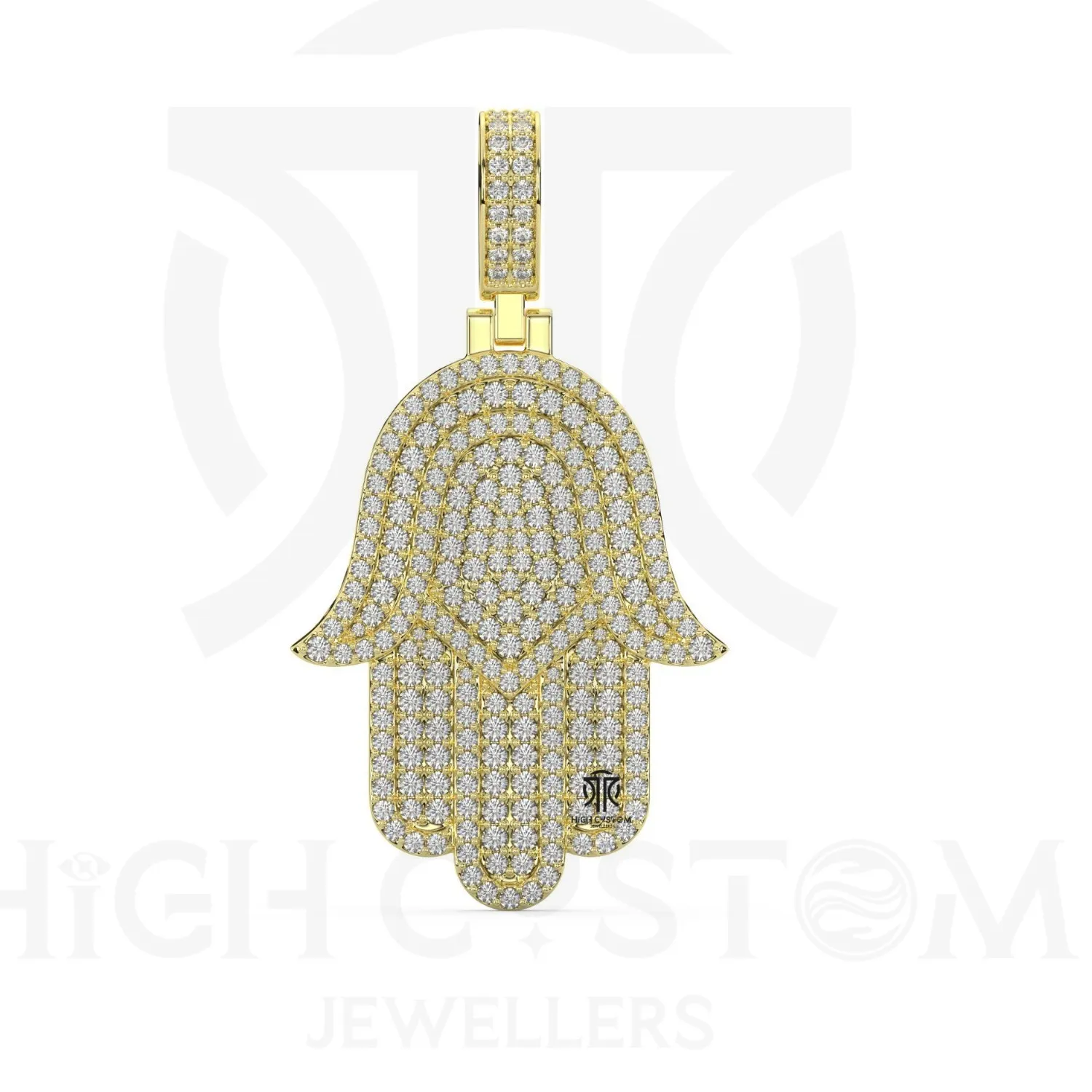 Authentic The Round Moissanite Hamsa Hand - A Sacred Symbol of Protection and Blessings