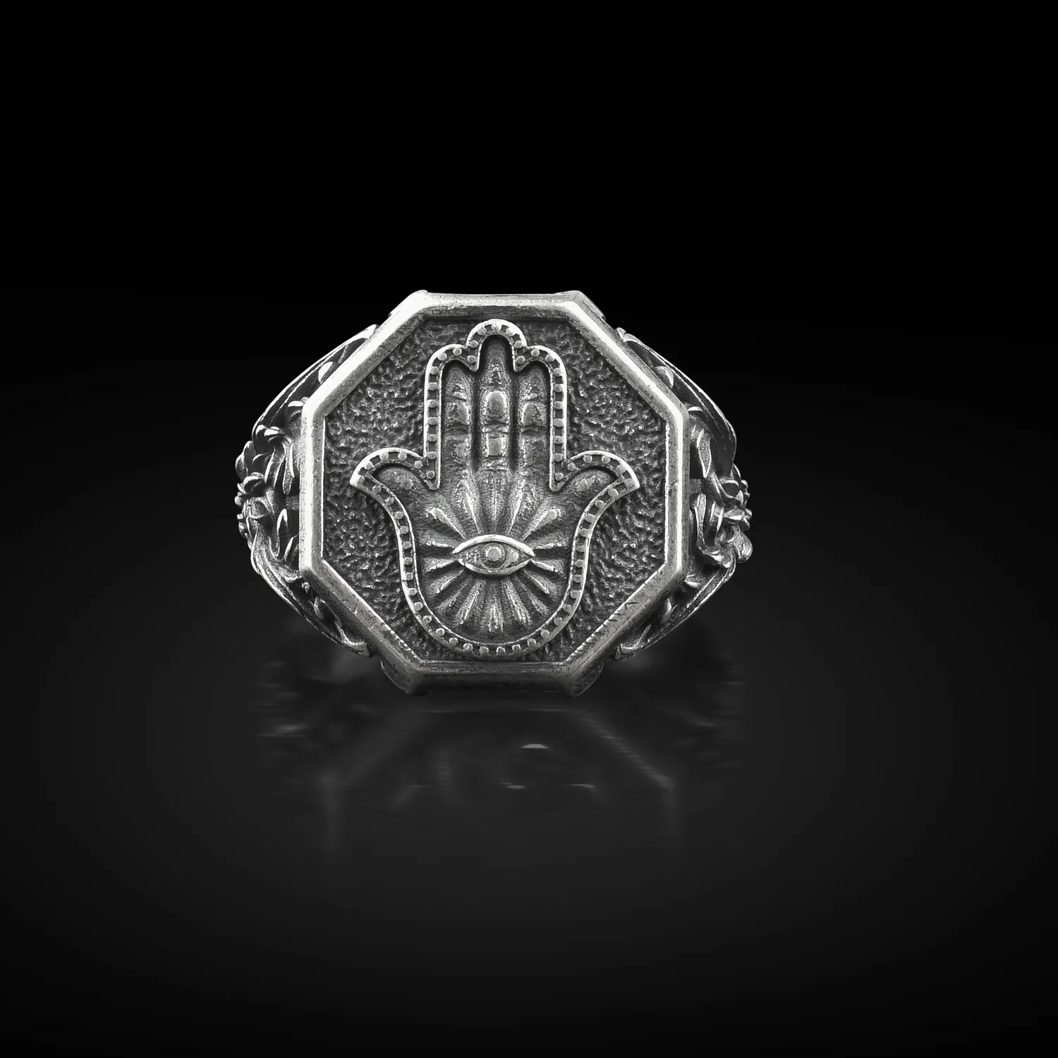 Authentic The Guardian of the Infinite: Hamsa Signet Ring