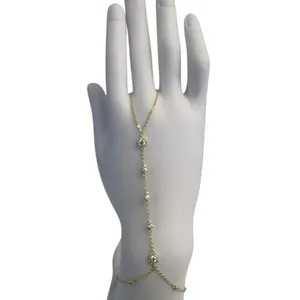 Authentic Hand Chain Bracelet 14K gold plated over 925 Sterling Silver