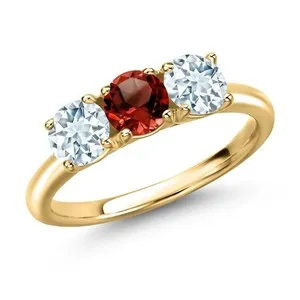 Authentic The Dual Tides Ring - Garnet and Aquamarine Balance Talisman in 18K Gold Plated Silver
