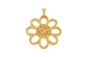 Authentic Ross Simons Flower Pendant Gold Plated Sterling Silver 925 Yellow Cubic Zirconia