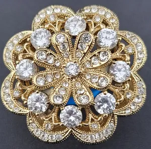 Authentic Signed N Crystal Cubic Zirconium Flower Cocktail Ring Gold Plated sz7
