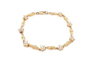 Authentic Ross Simons Gold Plated Sterling Silver 925 Cubic Zirconia Flower Bracelet 8"