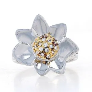 Authentic Enchanted Blossom Ring – Gold‑kissed Silver with Radiant Zirconia (Size 6)