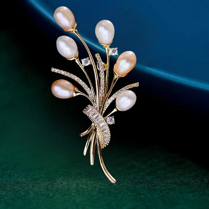 Authentic Blooming Protection: Elegant Gold-Plated Bouquet of Pearlescent Dreams