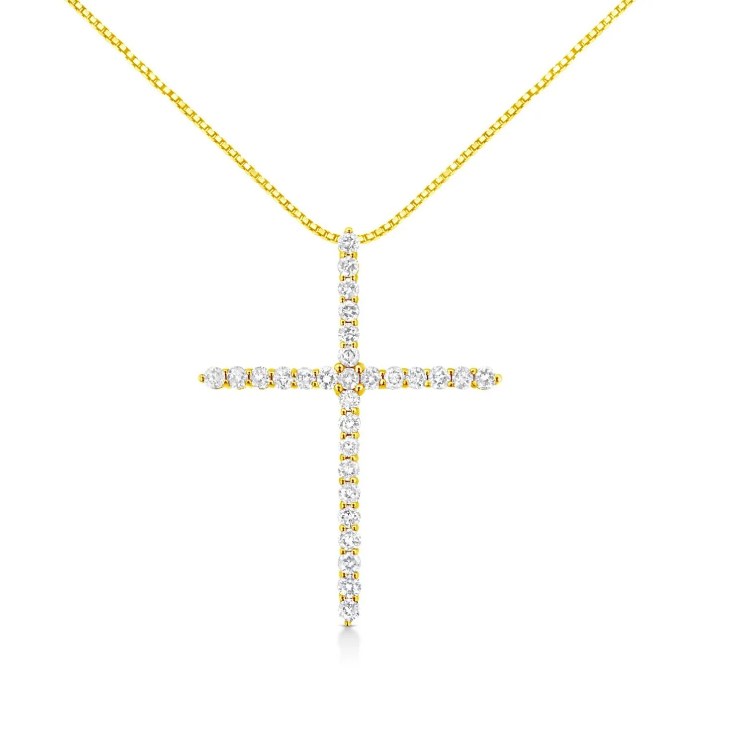 Authentic 10K Yellow Gold Plated 3 Carat Diamond Cross Pendant Necklace Sterling Silver