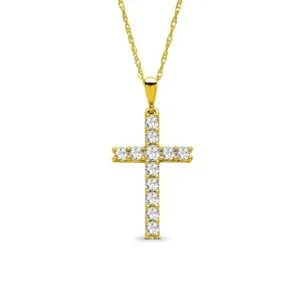 Authentic Crossroads of Destiny: 14K Yellow Gold Diamond Cross Pendant