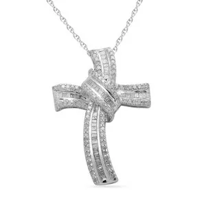 Authentic Radiant Diamond Cross Talisman in 14k Gold Plate