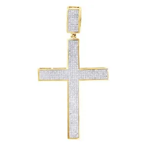 Authentic 1.50 Ct Round Cut 18K Yellow Gold Plated Cross Pendant