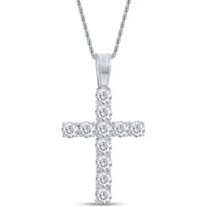 Authentic 8.25 Ct Cross Pendant 18" Necklace Lab Created Moissanite 925 Sterling Silver