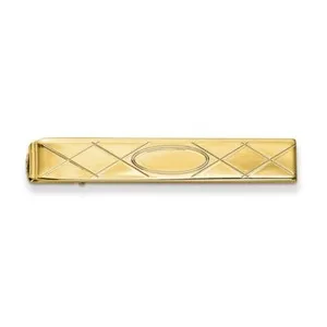 Authentic Gold-plated Kelly Waters Tie Bar with Criss Cross & Oval Center