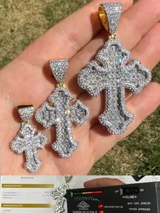 Authentic Sacred Vessel of Light: Iced Baguette Gothic Cross Pendant