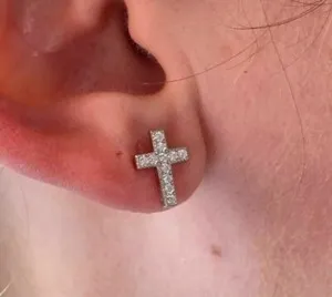 Authentic Radiant Cross of Eternal Light Gold-Plated Earrings