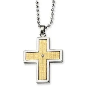 Authentic Radiant Sanctuary 14k Gold Plated Bezel Cross Necklace