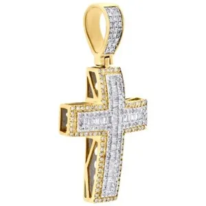 Authentic Radiant Faith: The 14k Gold-Plated Simulated Diamond Cross