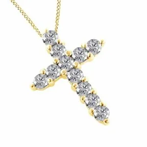 Authentic 1.00Ct Moissanite 14K Gold Plated Cross Pendant Free & Fast Shipping $751.96