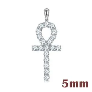 Authentic VVS Moissanite Cross Pendant Necklace S925 Silver, White Gold Plated, 3-5mm