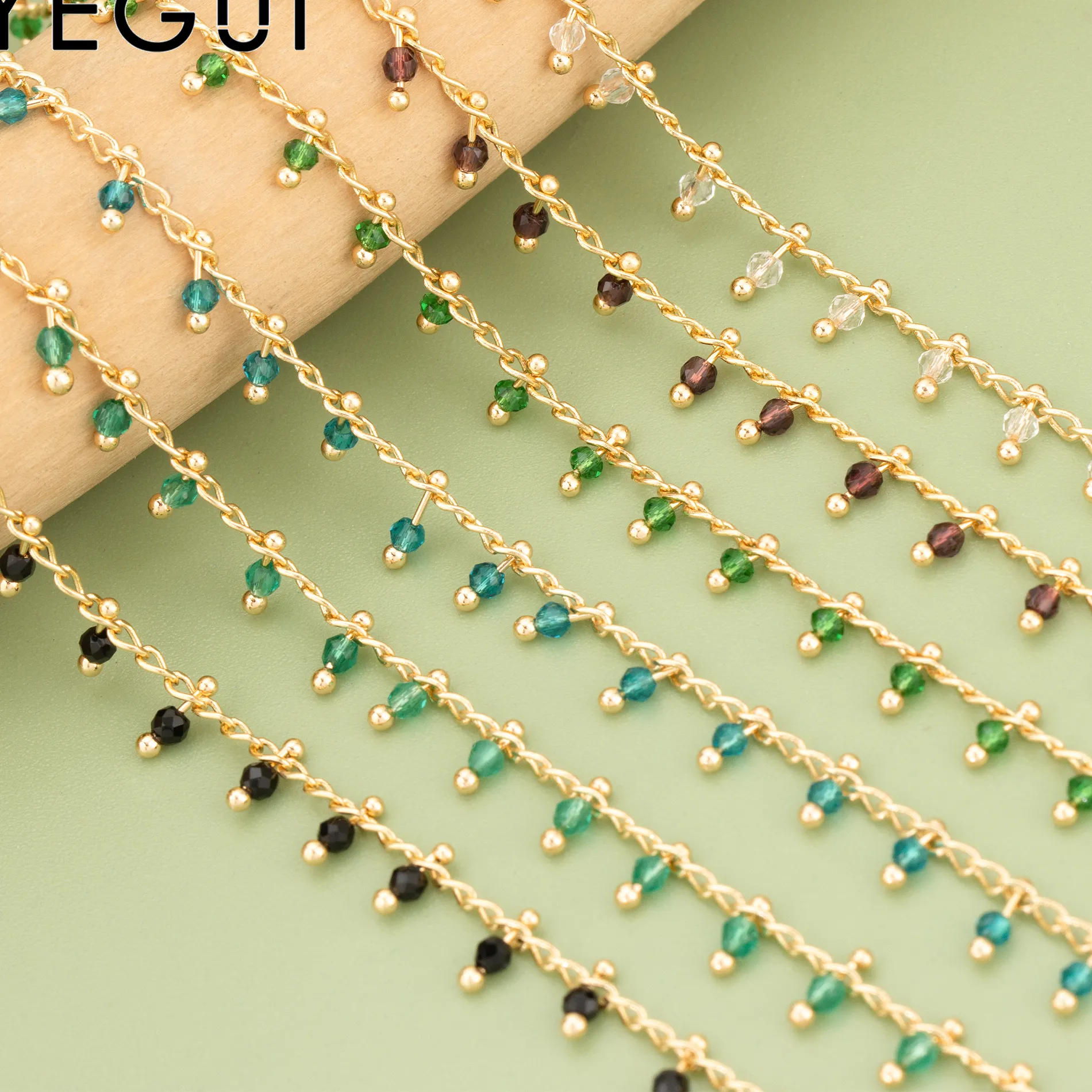 Authentic YEGUI,1m/lot,C453,chain,18k gold plated,copper,glass,charms,nickel free,hand made,jewelry making,diy bracelet necklace