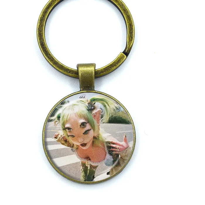 Authentic Melanie Martinez Fairy  Girl Y2K Glass Pendant Retro Keychain Jewelry Charm Bag Souvenir Key Ring