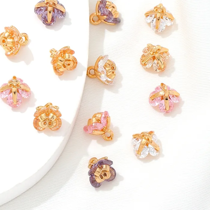 Authentic 18K Gold Plated Flower Shape Charms Pendants For Jewelry,Crystal Glass Charms For Bracelet Findings,DIY Earring Accessories
