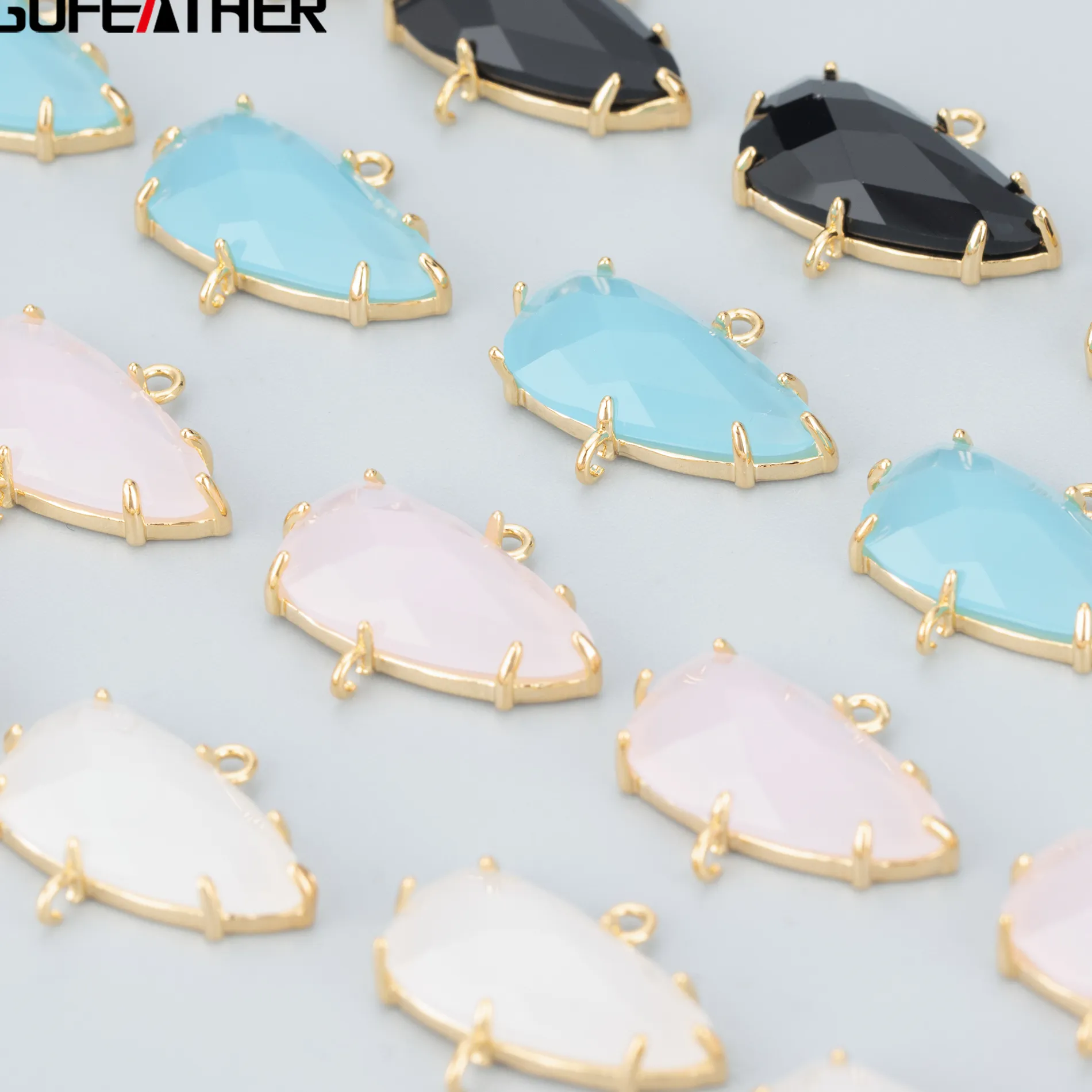 Authentic GUFEATHER MB75,jewelry accessories,18k gold rhodium plated,nickel free,copper,glass,charms,diy pendants,jewelry making,6pcs/lot
