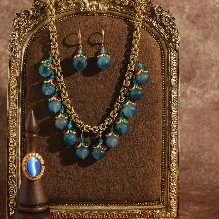Authentic Celestial Azure Prism Gold-Plated Talismanic Set