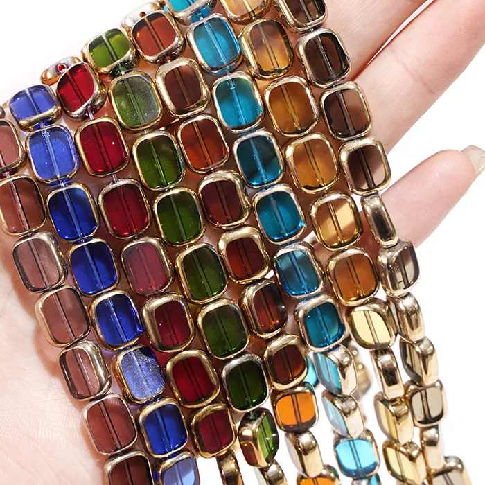 Authentic 5/10pcs 10x12mm Briolette Oval Glass Beads Plating Gold Color Crystal Loose Spacer Beads For Diy Charms Jewelry Making Supplies