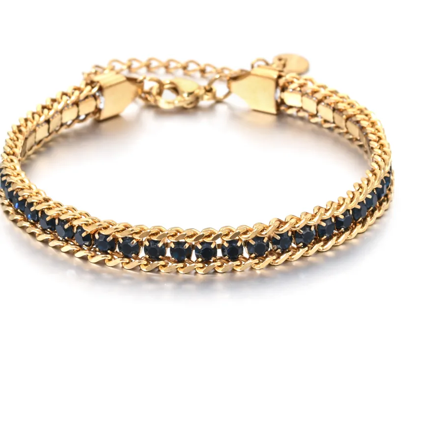 Authentic PUNK 18K Gold Plated Stainless Steel Tennis Chain Bracelet for Women Jewelry Gift Waterproof