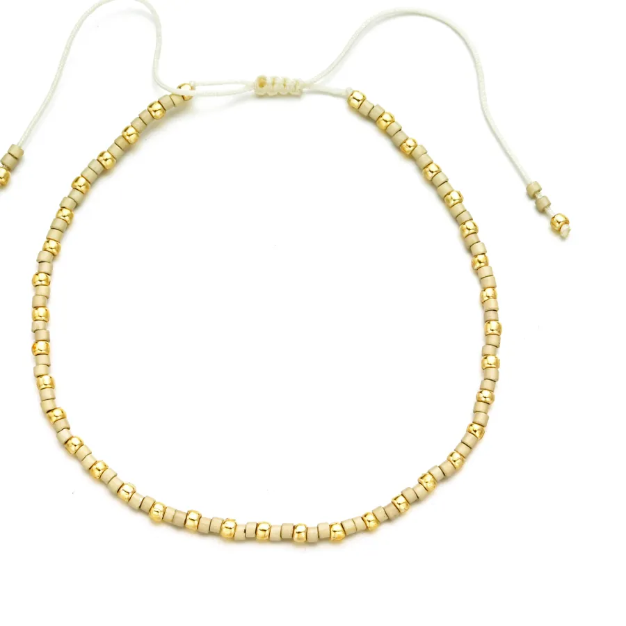 Authentic ZMZY Boho Glass Bead Bracelet Handmade Stack Gold Color Tiny Beads Lucky Rope Chain Adjustable Cord Fashion Jewelry For Women