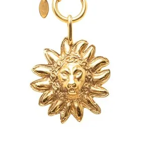 Authentic Chanel Gold Plated Leo Lion Sun Medallion Necklace Pre-Loved Costume
