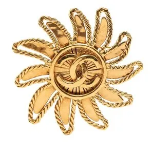 Authentic Chanel Coco Mark Sun Motif Vintage Brooch Gold Plated Women's CHANEL GZl1ggiz