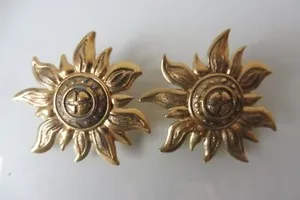 Authentic Pierre Lang Ear Clips, Beautiful, Large Earrings, Gold-Plated, Sun