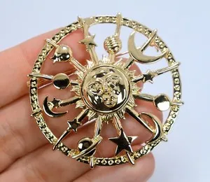 Authentic The Celestial Orbit Gold-Plated Solar System Brooch