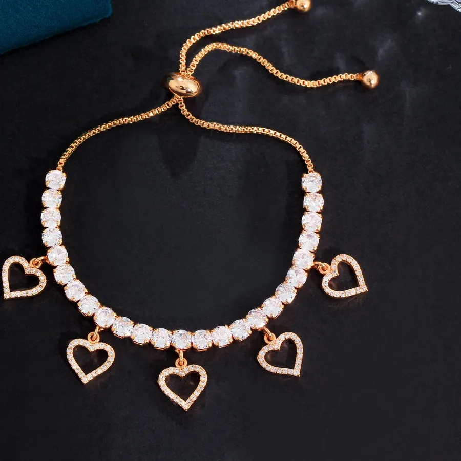 Authentic Heart of Devotion: Adjustable Gold Plated Zirconia Elegance for the Soul