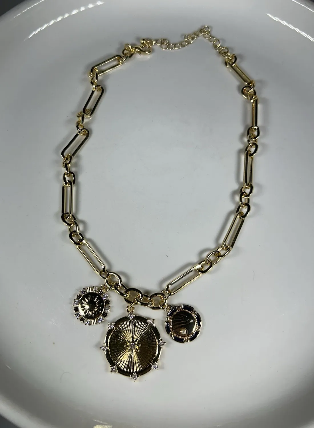 Authentic Radiant Solar Heart Alchemical Choker in 18k Gold Plate and Zircon