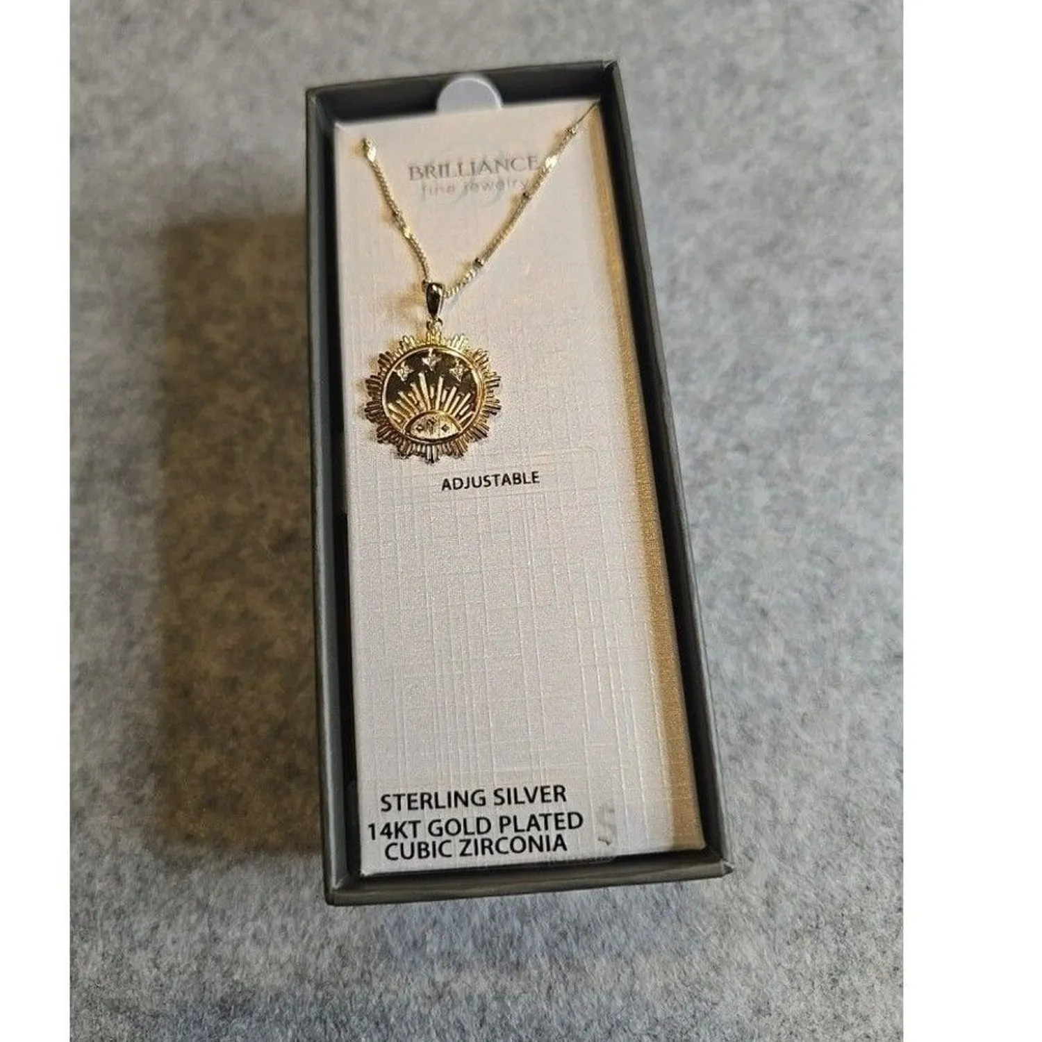 Authentic Brilliance Fine Jewelry Sun Pendant - 14K Gold Plated over Sterling Silver