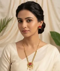 Authentic Gold Plated Lotus Necklace Earrings Set Indian Ethnic Jewelry Free Shipping