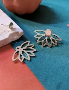 Authentic 14K Gold Plated Lotus Flower Earrings Minimalist Floral Gift for Women