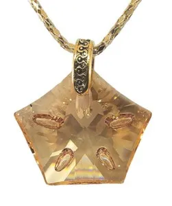 Authentic Golden Shadow Crystal Sand Dollar Lotus Pendant Necklace Gold Plated