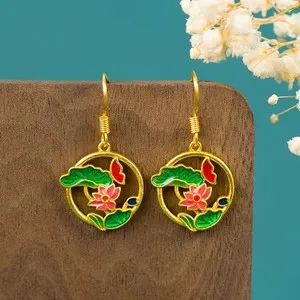 Authentic Sacred Bloom: Gold Plated Lotus Leaf Earrings