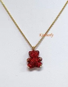 Authentic Swarovski Teddy Bear Pendant Red Crystal Pave Gold-Plated Authentic 5388876