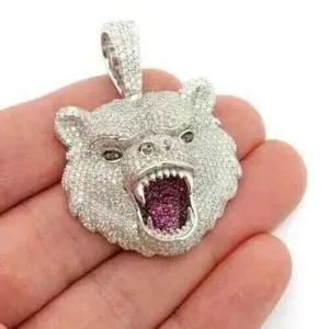 Authentic The Ursine Guardian: Moissanite Grizzly Spirit Pendant