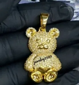 Authentic The Guardian Ursine - 1.77Ct Simulated Diamond Sacred Teddy Bear Talisman in 14k Yellow Gold Plated Silver