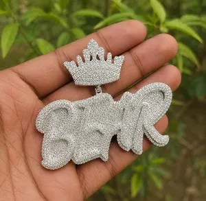 Authentic 3Ct Round Cut Real Moissanite Custom Bear Pendant 14K White Gold Plated