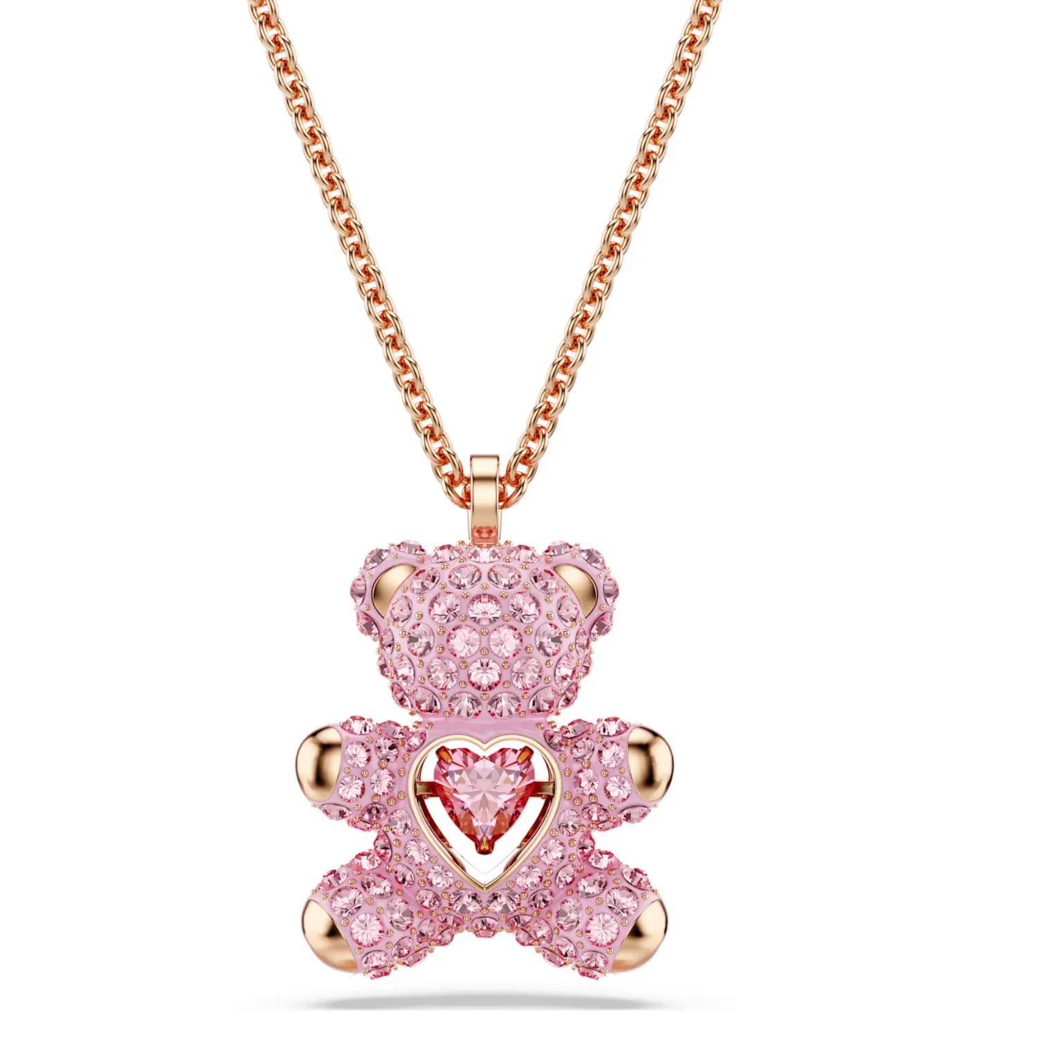 Authentic Heartfelt Harmony: Rose Gold Teddy Bear Pendant