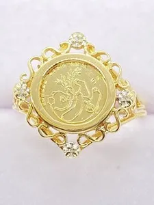 Authentic 1Ct Round Cut Real Moissanite Women Panda Bear Coin Ring 14K Yellow Gold Plated